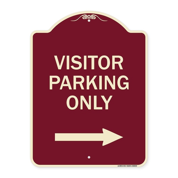 Reserved Parking Visitor Parking W/ Right Arrow Heavy-Gauge Aluminum Sign, 24" x 18", BU-1824-23020